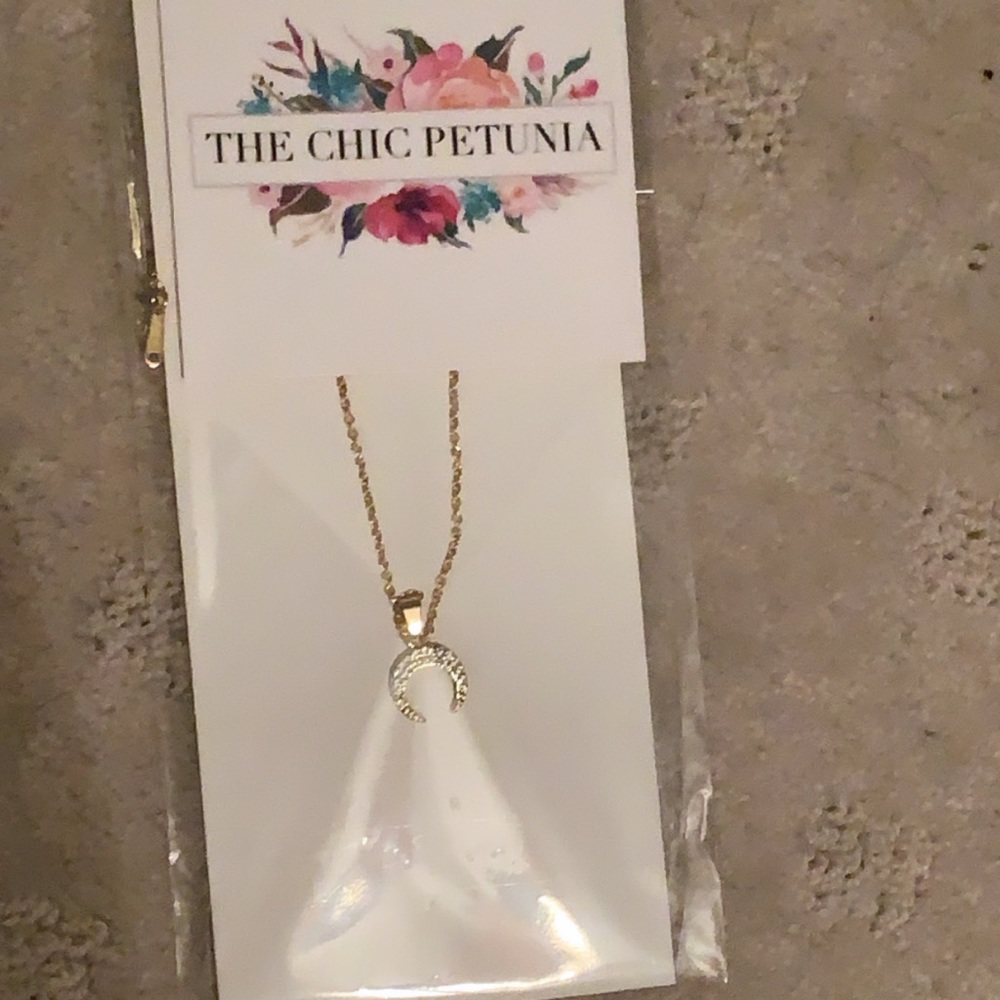 🌙Boho Pavé Crescent Moon Pendant Necklace - Picture 4 of 4